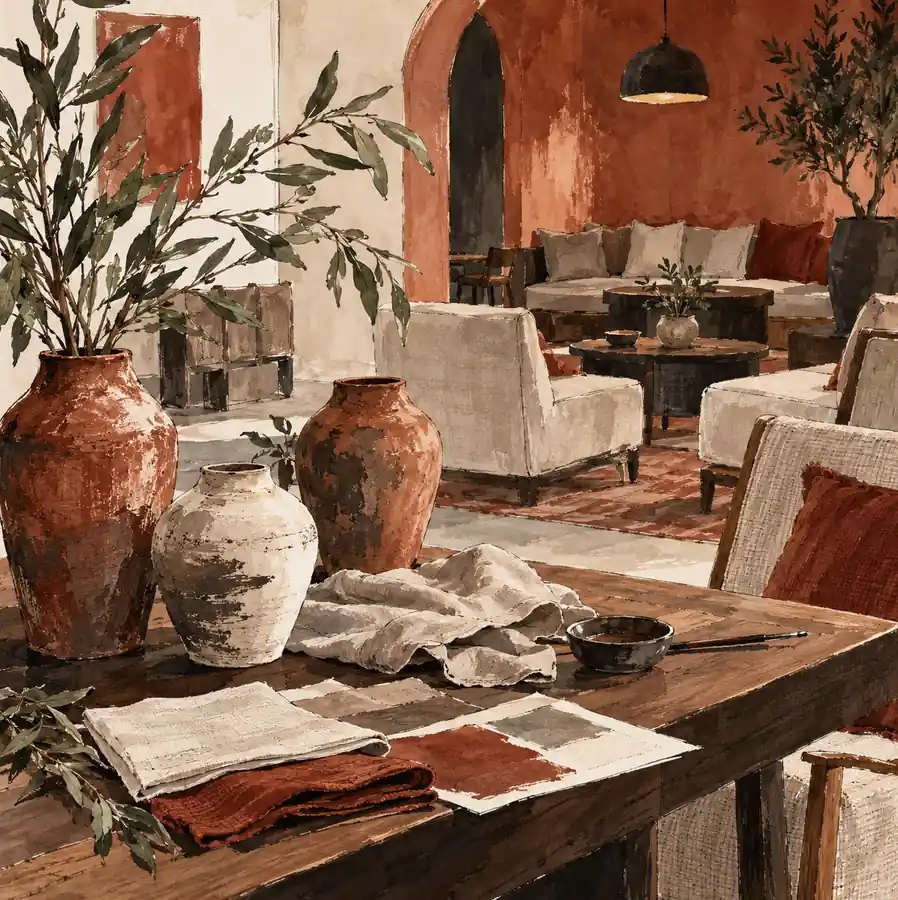 Illustration of hospitality businesses equipment and workspace
